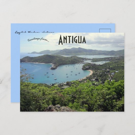 Een Uitzicht van de Engelse haven in Antigua Briefkaart (Voorkant / Achterkant)