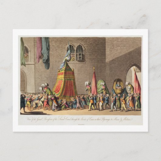 Een Uitzicht van de Grote Processie van het Sacred Briefkaart (Voorkant)