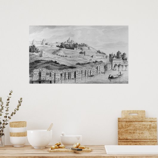 Een uitzicht van de haven van Lyon Poster (Keuken)