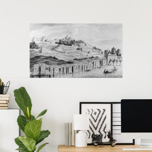 Een uitzicht van de haven van Lyon Poster (Thuiskantoor)