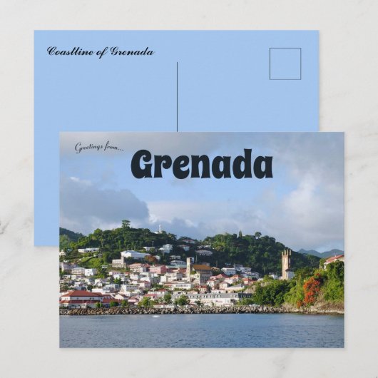 Een Uitzicht van de kustlijn in Grenada Briefkaart (Voorkant / Achterkant)