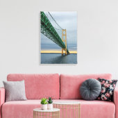Een uitzicht van de Mackinac-brug van het Michigan Canvas Afdruk (Insitu (Woonkamer))