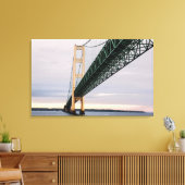 Een uitzicht van de Mackinac-brug van het Michigan Canvas Afdruk (Insitu (Woonkamer))