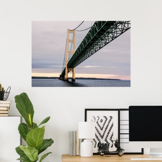 Een uitzicht van de Mackinac-brug van het Michigan Poster (Thuiskantoor)