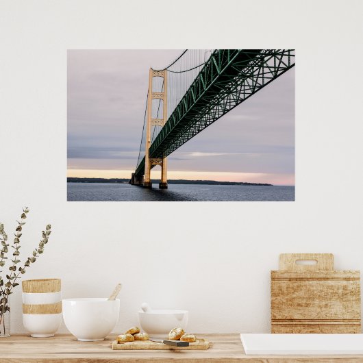 Een uitzicht van de Mackinac-brug van het Michigan Poster (Keuken)