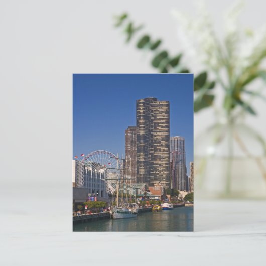 Een uitzicht van de marine van Chicago Briefkaart (Staand voorkant)