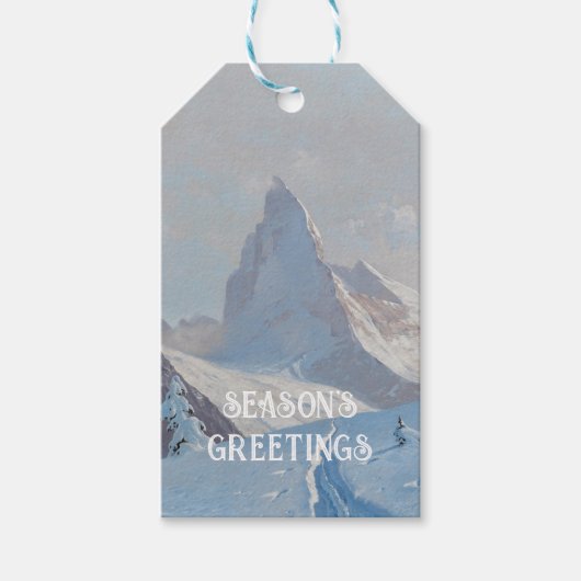 Een Uitzicht van de Matterhorn, Winter Cadeaulabel (Voorkant)