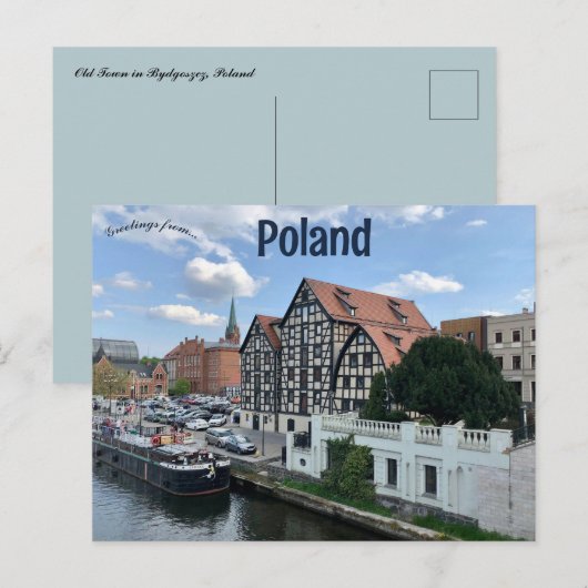 Een Uitzicht van de oude stad in Bydgoszcz Polen Briefkaart (Voorkant / Achterkant)