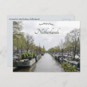 Een Uitzicht van een gracht in Amsterdam Nederland Briefkaart (Voorkant / Achterkant)