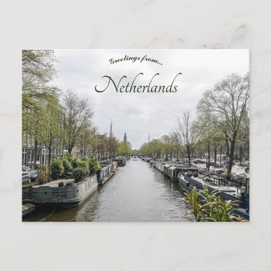 Een Uitzicht van een gracht in Amsterdam Nederland Briefkaart (Voorkant)