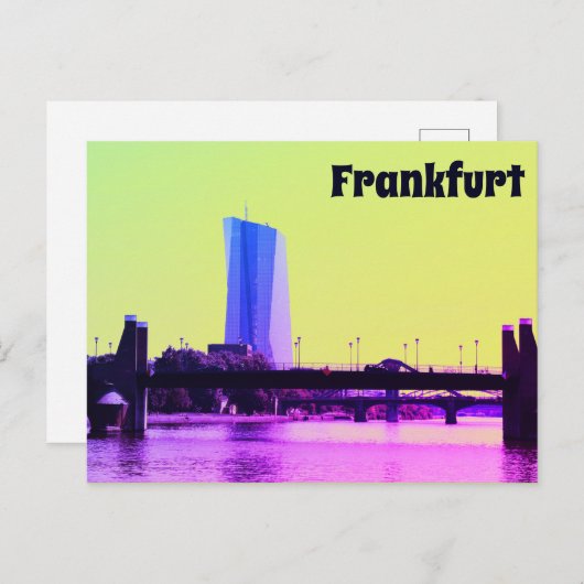 Een uitzicht van Frankfurt en Roze Sky Briefkaart (Voorkant / Achterkant)
