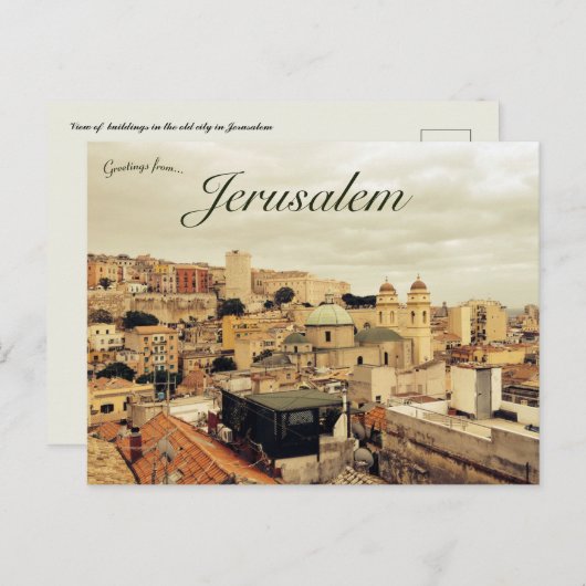 Een Uitzicht van gebouwen in de oude stad van Jeru Briefkaart (Voorkant / Achterkant)