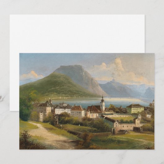 Een Uitzicht van Gmunden | Johann Wilhelm Jankowsk (Voorkant / Achterkant)