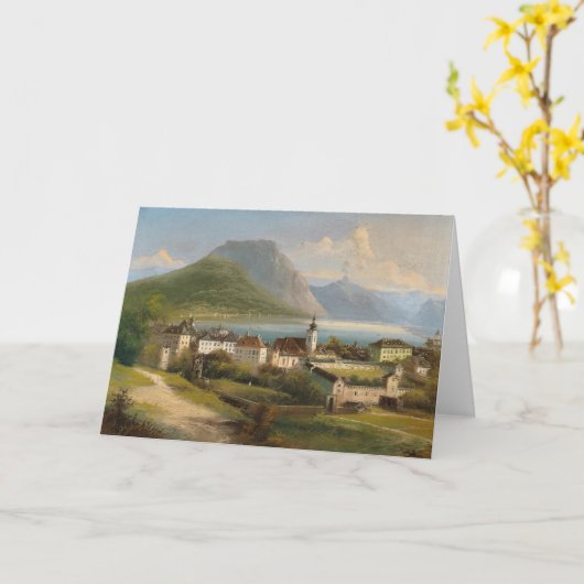 Een Uitzicht van Gmunden | Johann Wilhelm Jankowsk Kaart (Gele Bloem)