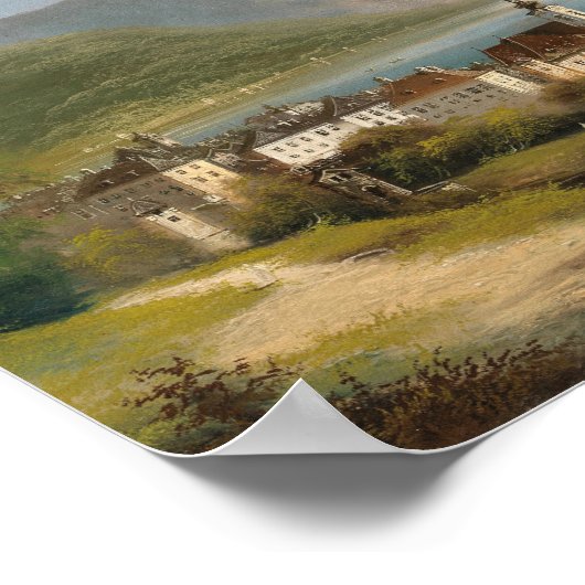 Een Uitzicht van Gmunden | Johann Wilhelm Jankowsk Poster (Hoek)