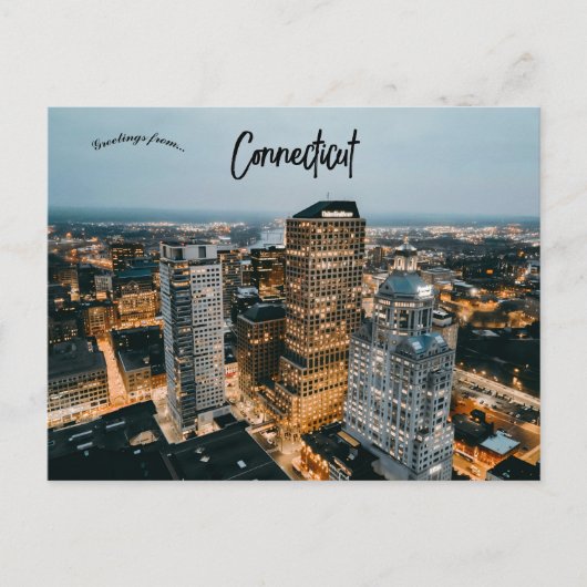 Een Uitzicht van Hartford Connecticut Briefkaart (Voorkant)