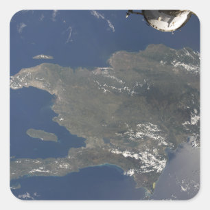 Een uitzicht van het Caribische eiland Hispaniola Vierkante Sticker