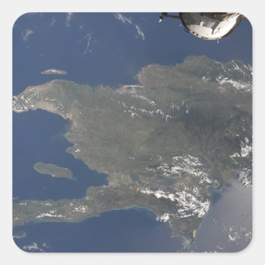 Een uitzicht van het Caribische eiland Hispaniola Vierkante Sticker (Voorkant)