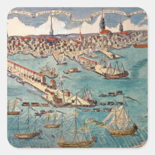 Een Uitzicht van het deel van de stad Boston Vierkante Sticker