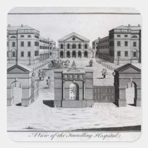 Een Uitzicht van het Foundling Hospital, 1756 Vierkante Sticker