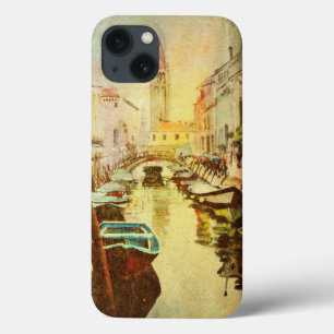 een Uitzicht van het kanaal met boten en gebouwen iPhone 13 Hoesje
