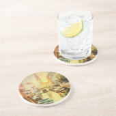 een Uitzicht van het kanaal met boten en gebouwen Zandsteen Onderzetter (Zijkant)