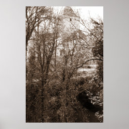 Een Uitzicht van het kasteel uit het bos Poster