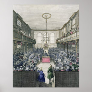 Een Uitzicht van het Lagerhuis, gegraveerd door B. Poster