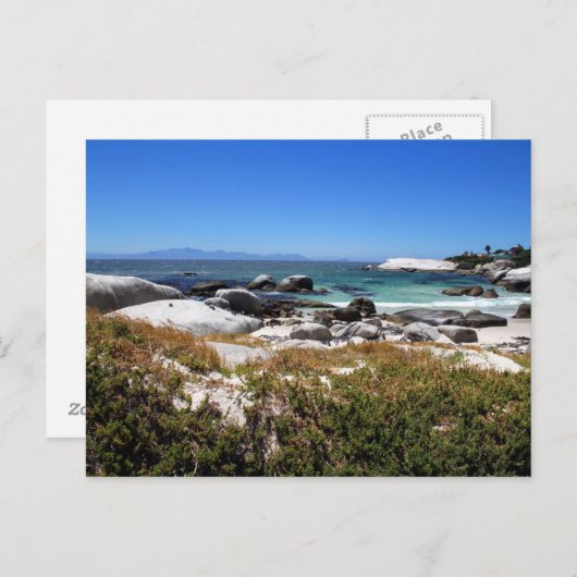 Een uitzicht van het strand van Boulders en zijn b Briefkaart (Voorkant / Achterkant)