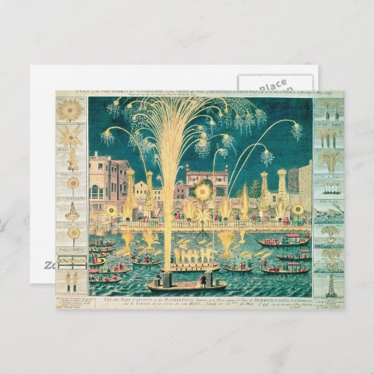 Een Uitzicht van het vuurwerk en de verlichting Briefkaart (Voorkant / Achterkant)