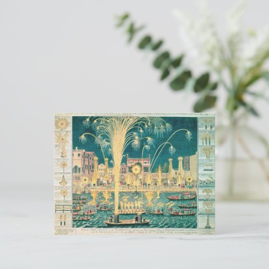 Een Uitzicht van het vuurwerk en de verlichting Briefkaart (Staand voorkant)