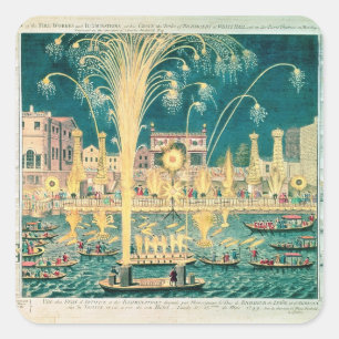 Een Uitzicht van het vuurwerk en de verlichting Vierkante Sticker