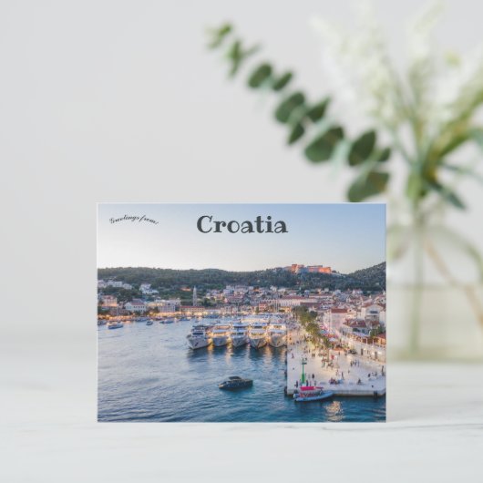 Een Uitzicht van Hvar Kroatië Briefkaart (Staand voorkant)