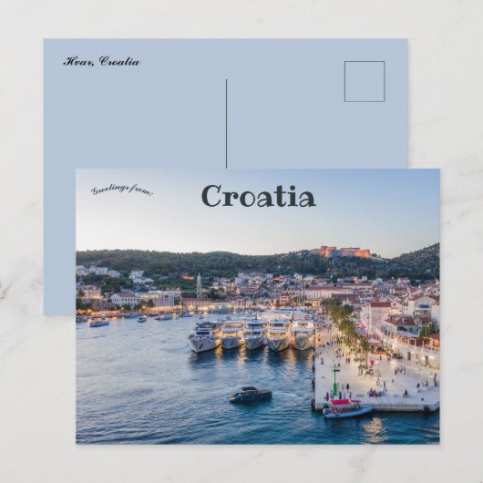 Een Uitzicht van Hvar Kroatië Briefkaart (Voorkant / Achterkant)