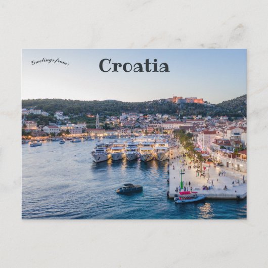Een Uitzicht van Hvar Kroatië Briefkaart (Voorkant)