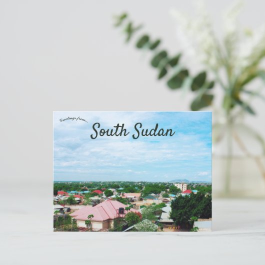 Een Uitzicht van Juba in Zuid-Soedan Briefkaart (Staand voorkant)
