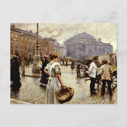 Een Uitzicht van Kongens Nytorv, Kopenhagen, Briefkaart (Voorkant)