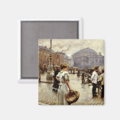 Een Uitzicht van Kongens Nytorv, Kopenhagen Magneet (Voorkant / Achterkant)