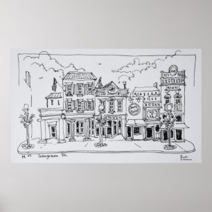 Een uitzicht van M Street in Georgetown, Washingto Poster