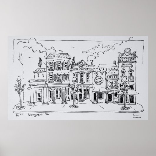 Een uitzicht van M Street in Georgetown, Washingto Poster (Voorkant)