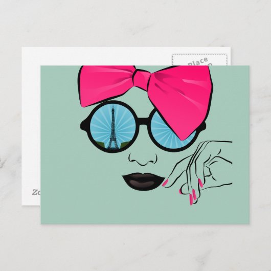 Een Uitzicht van Parijs overmaats Bow Face Briefkaart (Voorkant / Achterkant)