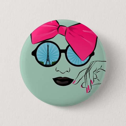 Een Uitzicht van Parijs overmaats Bow Face Ronde Button 5,7 Cm (Voorkant)