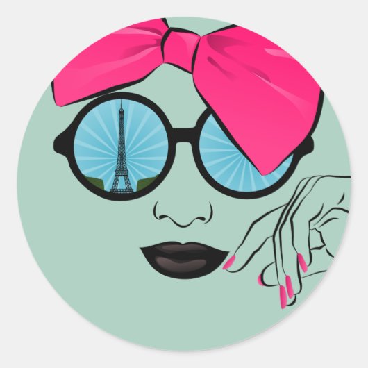 Een Uitzicht van Parijs overmaats Bow Face Ronde Sticker (Voorkant)