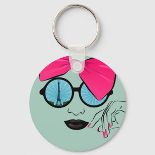 Een Uitzicht van Parijs overmaats Bow Face Sleutelhanger