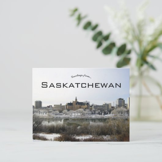 Een Uitzicht van Saskatoon Saskatchewan Briefkaart (Staand voorkant)