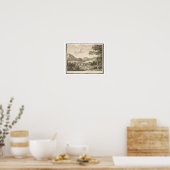 Een uitzicht van Stour Head in Wiltshire (graving) Poster (Keuken)
