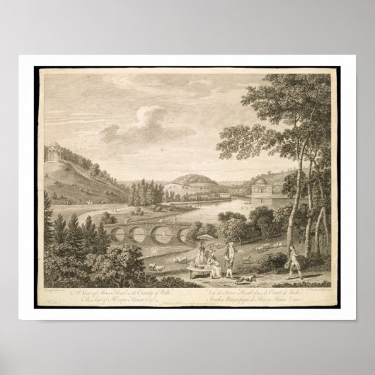 Een uitzicht van Stour Head in Wiltshire (graving) Poster (Voorkant)
