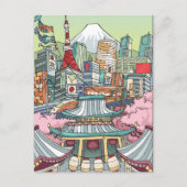 Een Uitzicht van Tokio Briefkaart (Voorkant)