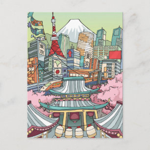 Een Uitzicht van Tokio Briefkaart