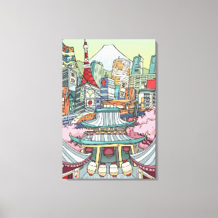 Een Uitzicht van Tokio Canvas Afdruk